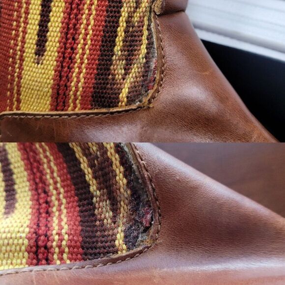 Reef Santa Marta Leather Tapestry Tall Boots 7 Brown Multicolor Western Festival - Picture 11 of 13